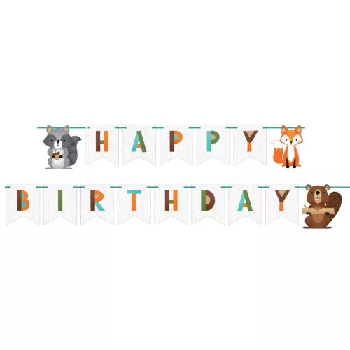 Photo du produit Bannière en carton happy birthday animaux de la forêt 2,4 m