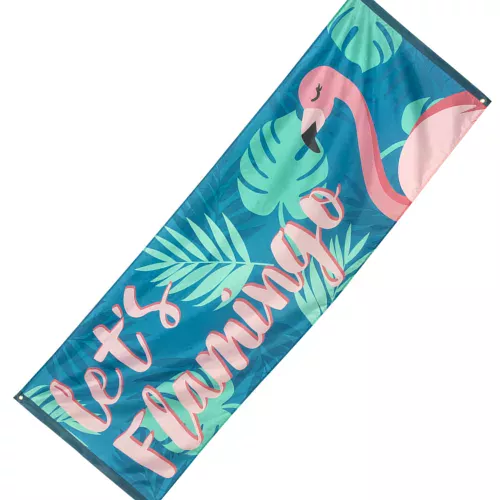 Photo du produit Bannière Let's Flamingo Flamant Tropic en tissu 74 x 220 cm