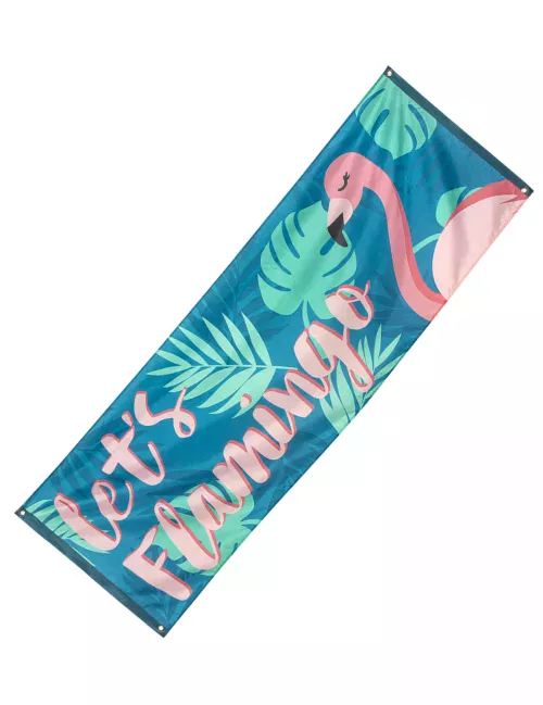 Photo du produit Bannière Let's Flamingo Flamant Tropic en tissu 74 x 220 cm