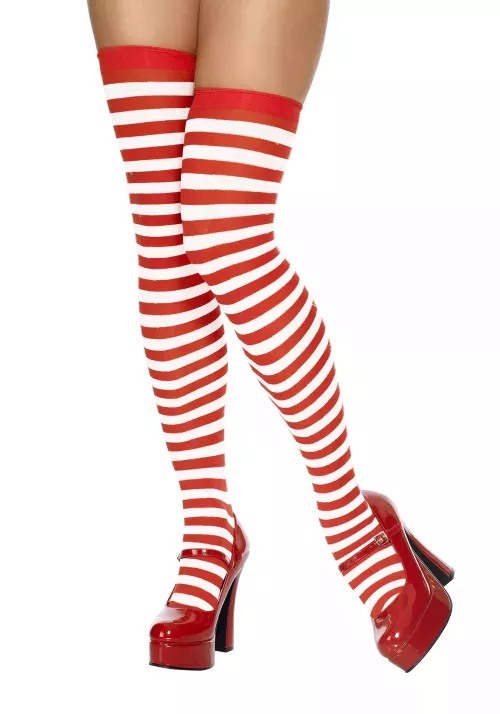 Photo du produit Bas rayés blanc et rouge femme