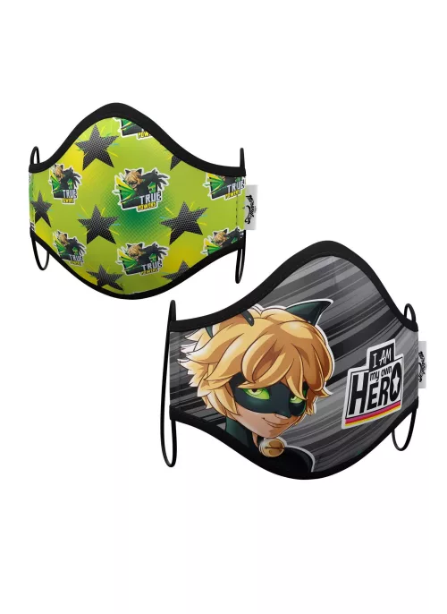 Photo du produit Boîte de 2 masques de protection enfant réutilisables Chat Noir