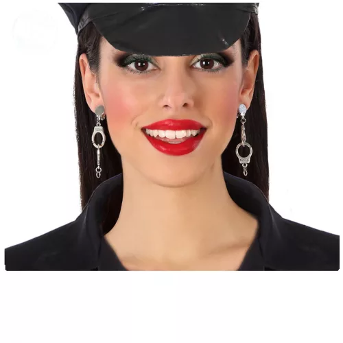 Photo du produit Boucles d'oreille à clips menottes policier adulte