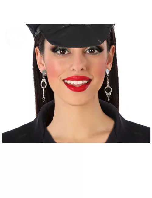 Photo du produit Boucles d'oreille à clips menottes policier adulte
