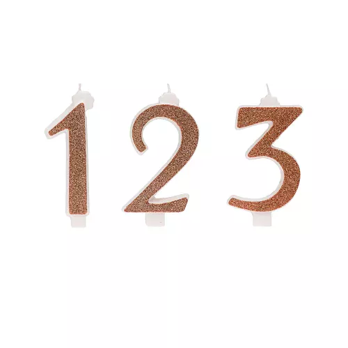 Photo du produit Bougie anniversaire chiffre rose gold 13 cm