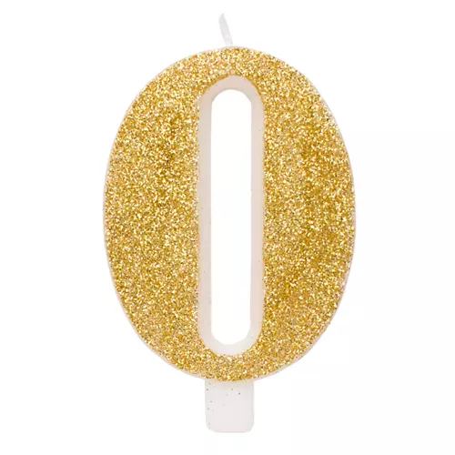 Photo du produit Bougie anniversaire chiffre dorée pailletée 9,5 cm