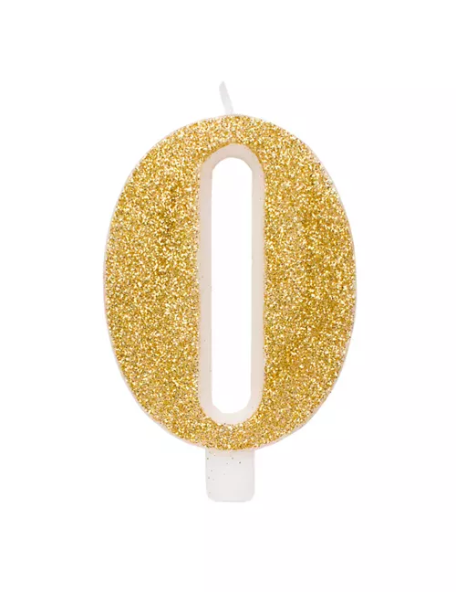 Photo du produit Bougie anniversaire chiffre dorée pailletée 9,5 cm