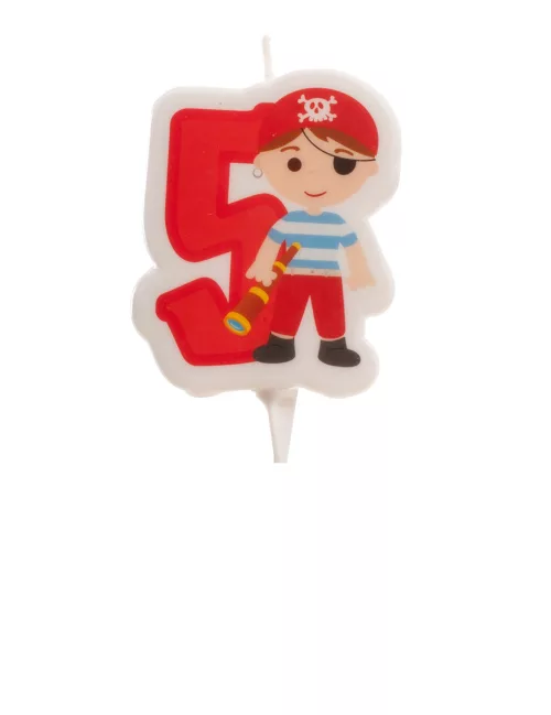 Photo du produit Bougie d'anniversaire pirate chiffre 5
