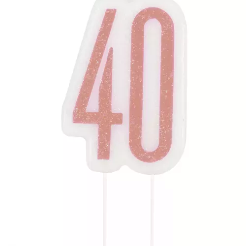 Photo du produit Bougie d'anniversaire sur pic 40 ans rose pailleté 7 cm