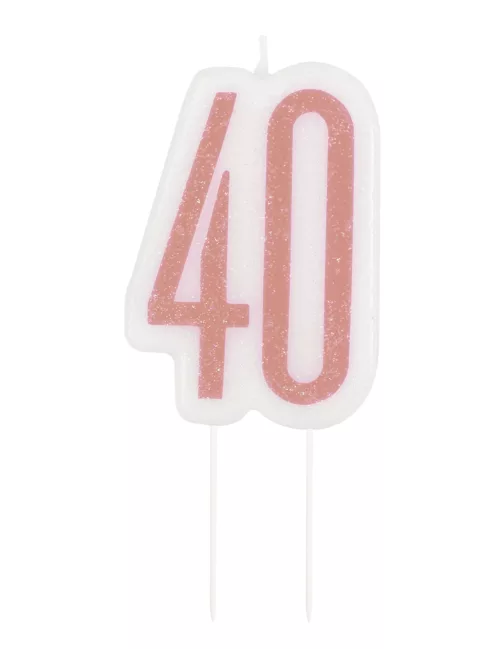 Photo du produit Bougie d'anniversaire sur pic 40 ans rose pailleté 7 cm