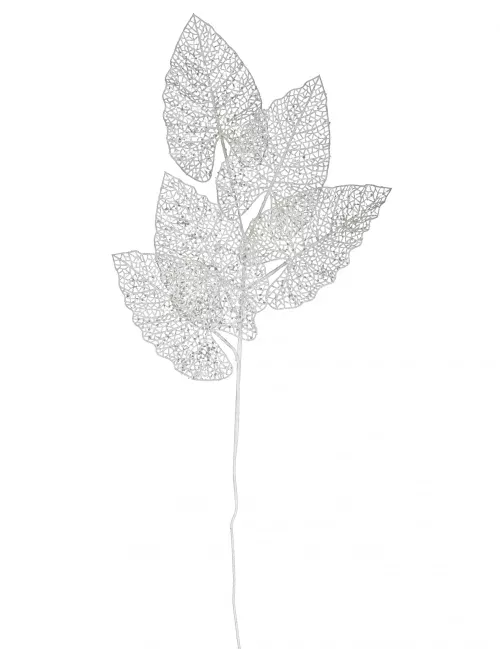 Photo du produit Branche décorative 5 feuilles blanche 80 cm