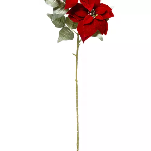 Photo du produit Branche fleur de poinsettia rouge 75 cm