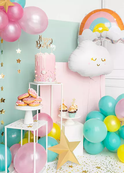 Photo du produit Cake topper en carton happy birthday doré métallisé 22,5 cm