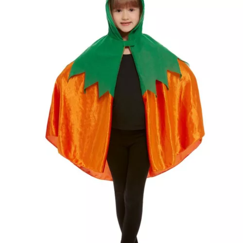 Photo du produit Cape citrouille à capuche velours orange enfant