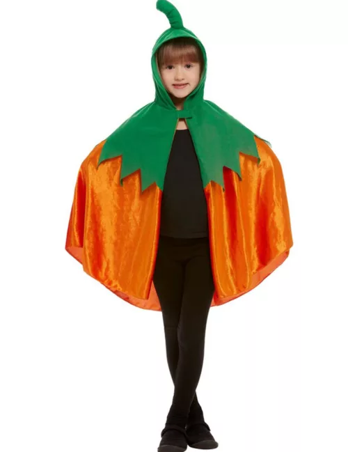 Photo du produit Cape citrouille à capuche velours orange enfant