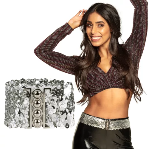 Photo du produit Ceinture à sequins argentée adulte