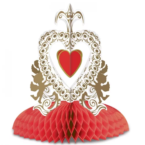 Photo du produit Centre de table vintage saint valentin rouge 30 cm