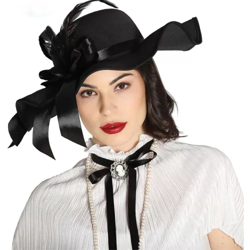 Photo du produit Chapeau noir avec plumes femme