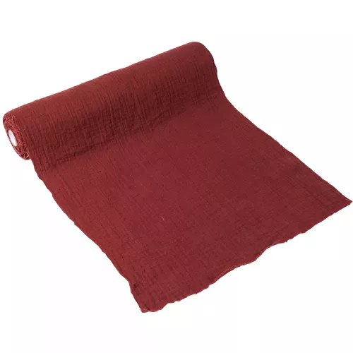 Photo du produit Chemin de table gaze de coton terracotta bordeaux 30 cm x 3 m
