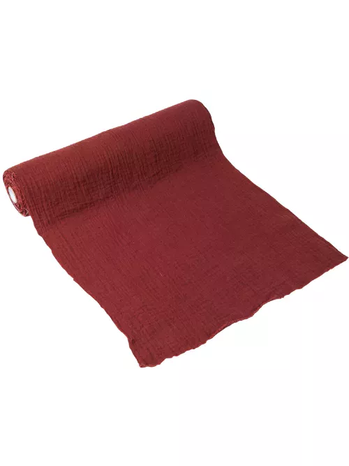 Photo du produit Chemin de table gaze de coton terracotta bordeaux 30 cm x 3 m