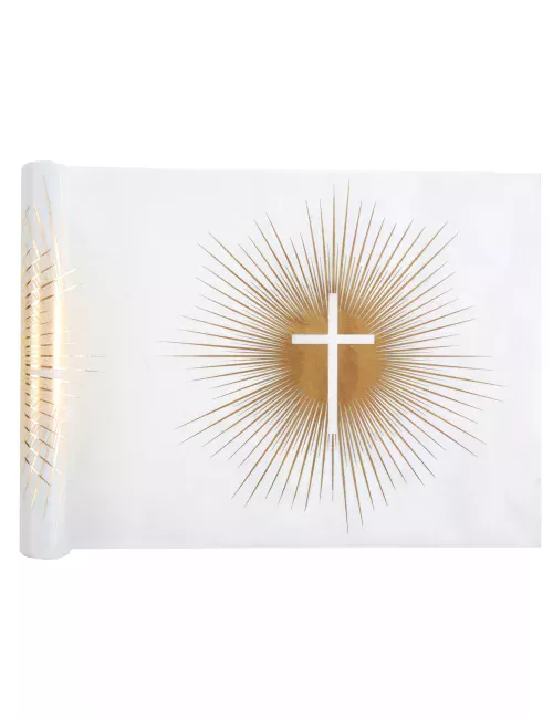 Photo du produit Chemin de table intissé de cérémonie doré 5 m x 30 cm