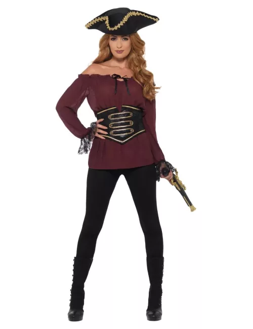 Photo du produit Chemise pirate bordeau luxe femme
