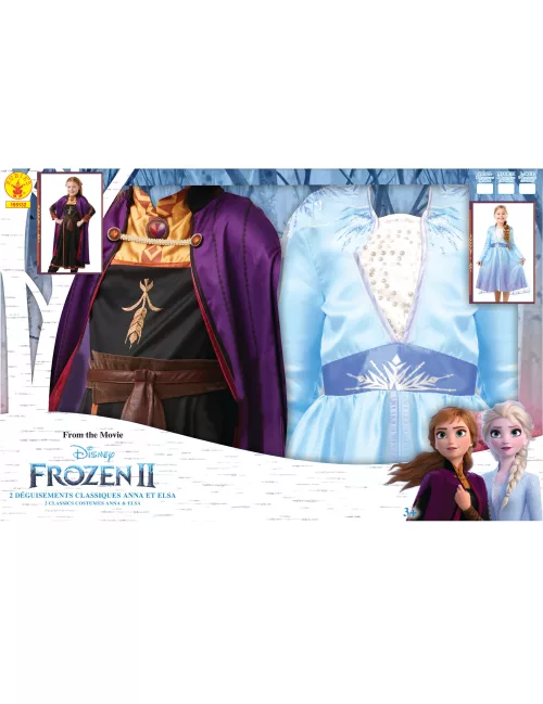 Photo du produit Coffret déguisements Elsa et Anna La Reine des neiges 2 fille