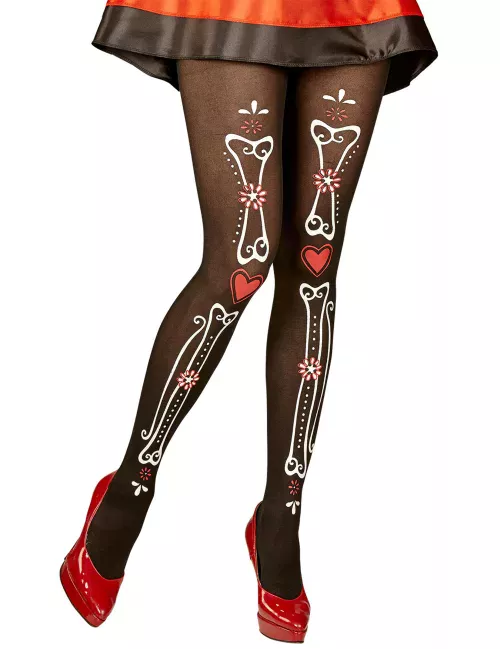 Photo du produit Collant os Dia de los muertos noir adulte