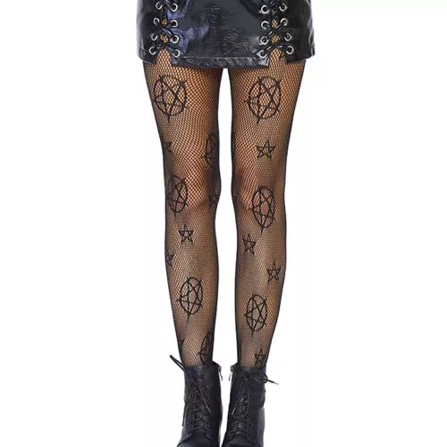 Photo du produit Collants résille pentagramme noirs femme