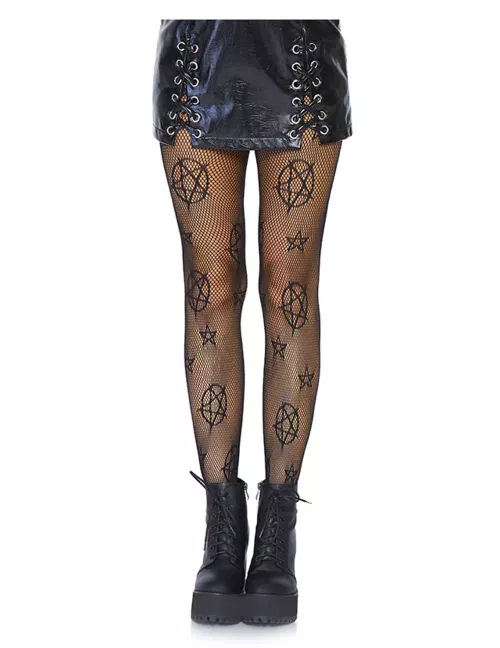 Photo du produit Collants résille pentagramme noirs femme