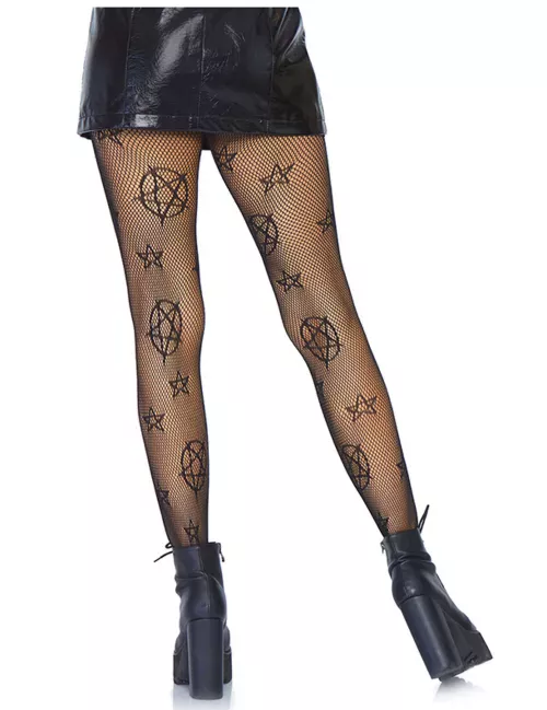 Photo du produit Collants résille pentagramme noirs femme