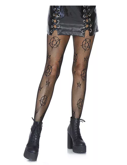 Photo du produit Collants résille pentagramme noirs femme