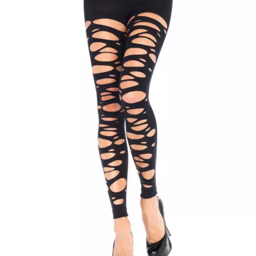 Photo du produit Collants sans pieds opaque lambeaux noirs femme