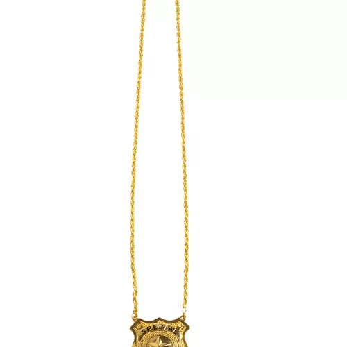 Photo du produit Collier en métal insigne police doré adulte