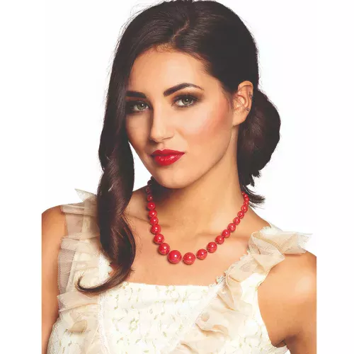 Photo du produit Collier grosses perles rouges adulte