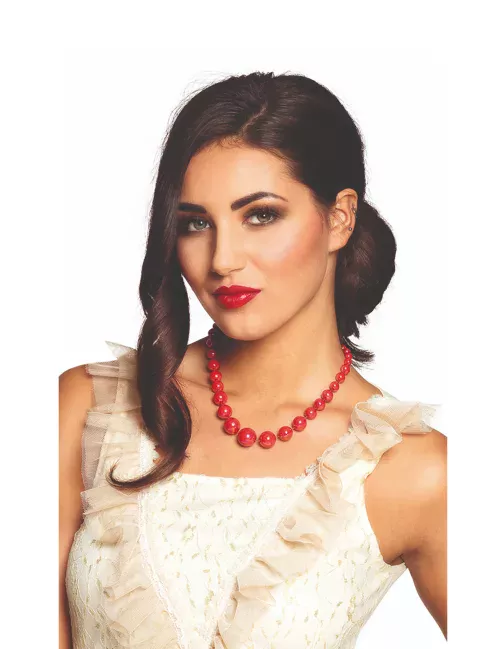 Photo du produit Collier grosses perles rouges adulte