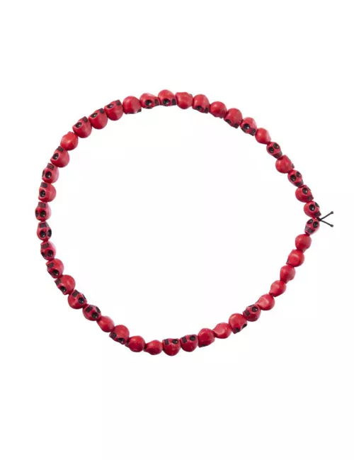 Photo du produit Collier têtes de mort rouges 54 cm adulte