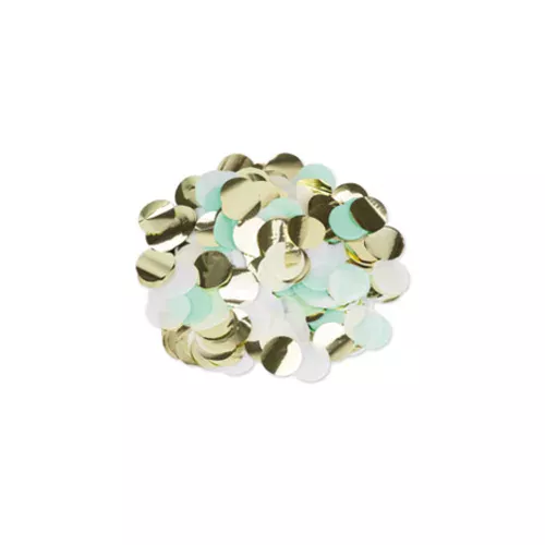 Photo du produit Confettis papier menthe, blanc et doré 3 cm - 36 g