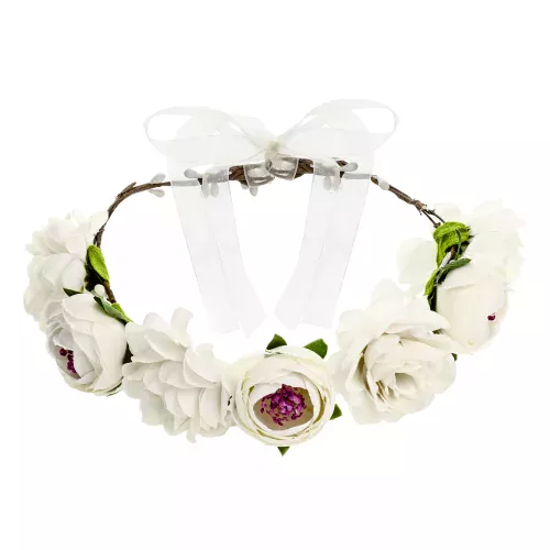 Photo du produit Couronne de fleurs blanches 17 cm