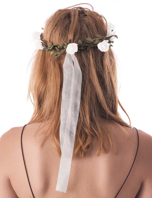 Photo du produit Couronne de fleurs blanches adulte