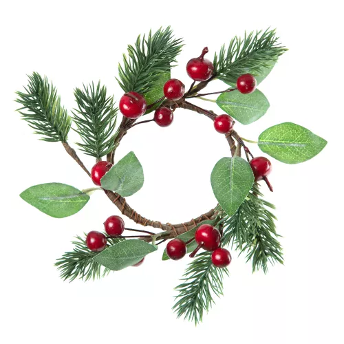 Photo du produit Couronne de Noël sapin et baies rouges 18 cm