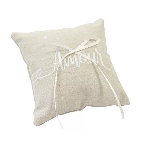 Photo du produit Coussin pour alliances en toile Amour 15 x 15 cm