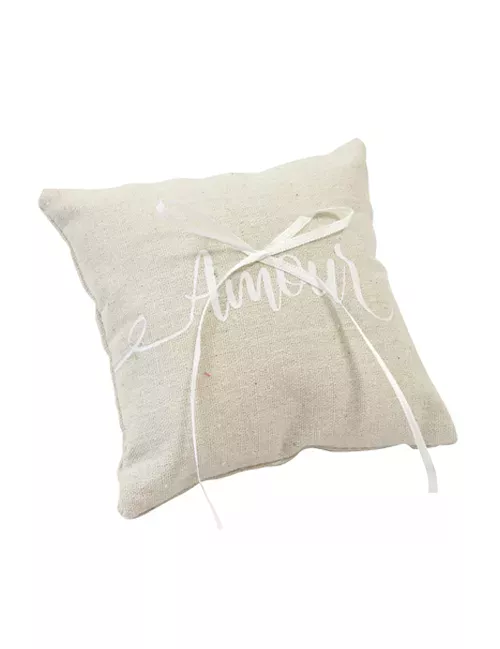 Photo du produit Coussin pour alliances en toile Amour 15 x 15 cm
