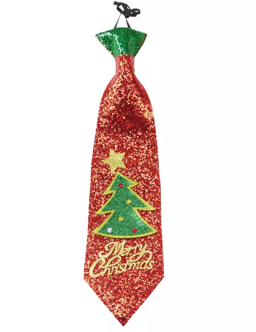 Photo du produit Cravate à paillettes rouges Merry Christmas