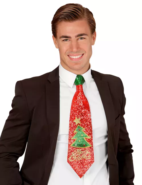 Photo du produit Cravate à paillettes rouges Merry Christmas