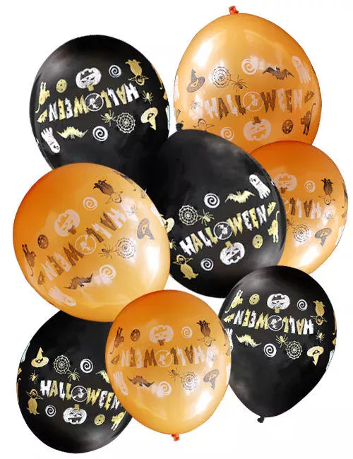 Photo du produit 8 Ballons noirs et orange Halloween