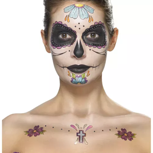 Photo du produit Kit maquillage fleurs bleues femme Dia de los muertos