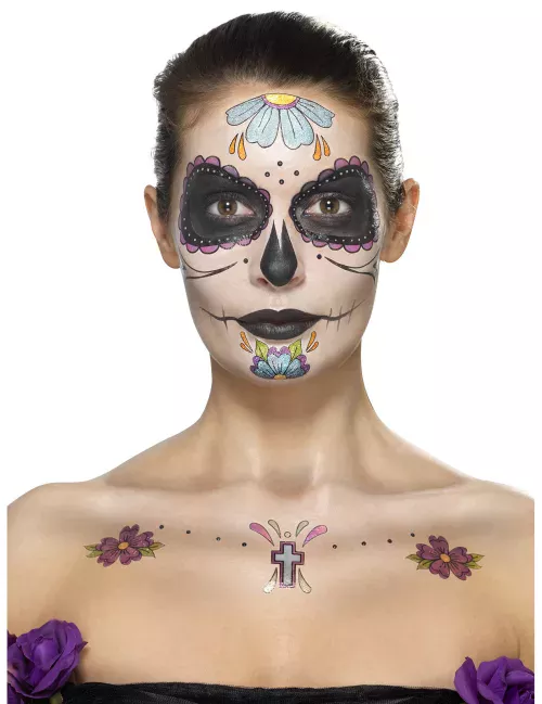 Photo du produit Kit maquillage fleurs bleues femme Dia de los muertos