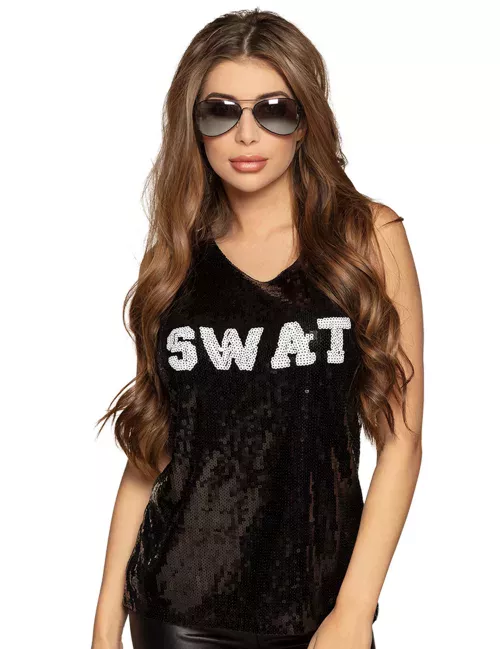 Photo du produit Débardeur SWAT sequins noir femme