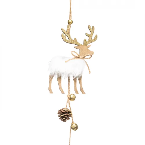 Photo du produit Décoration à suspendre en bois joli renne 28 cm
