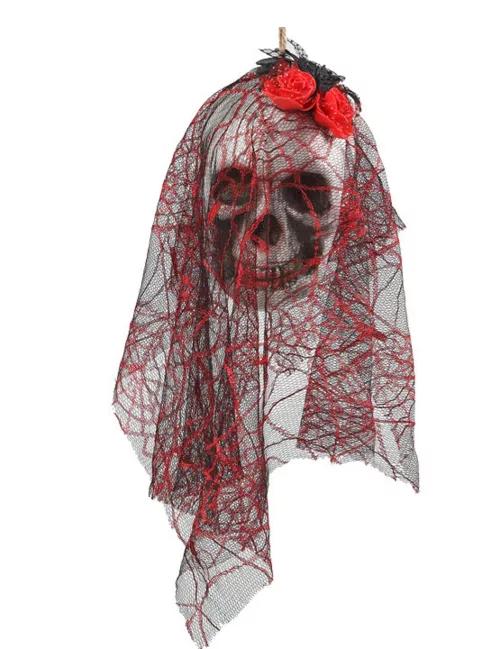 Photo du produit Décoration à suspendre tête de mort mariée 15 x 30 cm